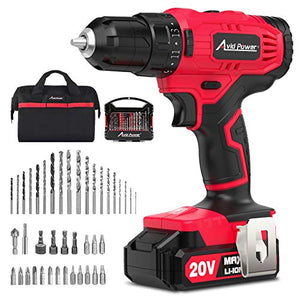 Avid Power 20V Cordless Drill, Lithium-ion Battery Power Drill/Driver with 41pcs Drill Bit Set, Variable Speed, 3/8'' Keyless Chuck,16 Position Drill Kit
