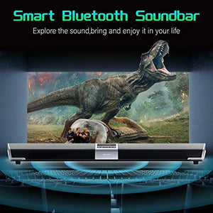 Sound bar, DracoLight 60W Bluetooth 5.0 Soundbar 34-Inch Wired & Wireless Speaker Home Theater Sound Bars for TV, Support Optical/AUX/USB, Built-in DSP, Remote Control, Wall Mountable