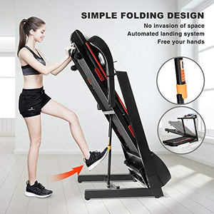 Fitnessclub Folding Electric Treadmill Power Motorised Running Machine with LCD Display, Hand Grip Pulse Sensor,Tablet Holder