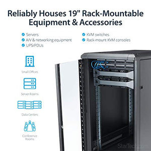 StarTech.com 22U Server Rack Cabinet on Wheels - 36 inch Adjustable Depth - Portable Network Equipment Enclosure (RK2236BKF),Black