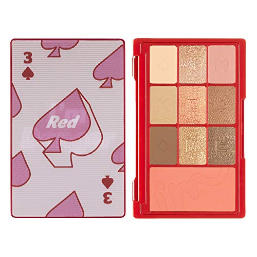 I'M MEME I'M Hidden Card Palette | Portable-sized 9 Colors Eyeshadow and 1 Blush Palette with Mirror | 003 Red | K-Beauty