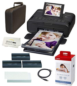 Canon SELPHY CP1300 Wireless Compact Photo Printer with AirPrint and Mopria Device Printing, with Canon KP108 Paper and Black Hard case to fit All Together