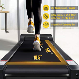 OMA Home Treadmills, Max 2.25 HP Folding Incline Treadmills for Running and Walking Exercise with LED Display of Tracking Heart Rate, Calories - Black