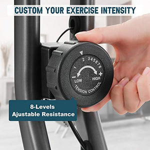 MaxKare Exercise Bike Stationary Folding Magnetic Exercise Bike Machine Magnetic with Adjustable Resistance Pulse LCD Monitor Extra-Large Seat Cushion for Home Indoor Woman Man