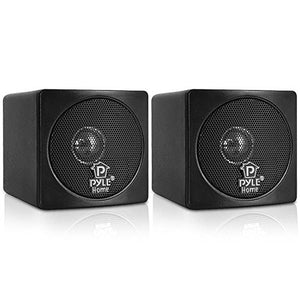 3" Mini Cube Bookshelf Speakers - 100W Small Bookshelf Speakers w/ 3" Paper Cone Driver, 8 Ohm - Passive Audio Book Shelf Speaker Pair For Home Theater Stereo Surround Sound - Pyle Home PCB3BK (Black)