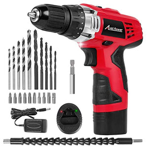 Avid Power 12V Cordless Drill, Power Drill Set with 22pcs Impact Driver/Drill Bits, 2 Variable Speed, 3/8'' Keyless Chuck, 15+1 Torque Setting