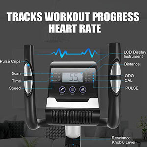 ANCHEER Elliptical Machine, Elliptical Trainer Machine with Pulse Rate Grips and LCD Monitor, Magnetic Smooth Quiet Driven for Home Using