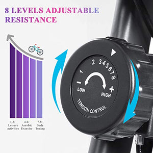 Exercise Bike Stationary Bike Foldable Magnetic Upright Recumbent Portable Fitness Cycle with Arm Resistance Bands Extra-large Adjustable Seat Pulse 3-in-1 Cycling Indoor Trainer for Home