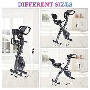 MaxKare Exercise Bike Stationary Foldable Magnetic Upright Recumbent Cycling 3 in 1 Exercise Bike with Arm Resistance Bands Perfect for Men and Women at Home