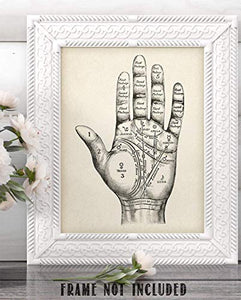 Vintage Palm Reading Chart - 11x14 Unframed Art Print - Great Decor and Gift for Fans of Palmistry and Astrology Under $15