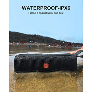 DOSS E-go II Portable Bluetooth Speakers with Superior Sound and Extra Bass, IPX6 Waterproof, Built-in Mic, 12W Driver, 12-Hour Playtime, Wireless Speakers for Outdoor, Travel and More - (Black)