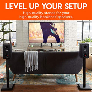 ECHOGEAR Premium Bookshelf Speaker Stand Pair - Heavy Duty MDF Energy-Absorbing Design - Works with Edifier, Sony, Polk, Other Bookshelf Speakers - Includes Cable Management Channel & Carpet Spikes