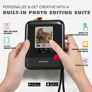 Zink Polaroid WiFi Wireless 3x4 Portable Mobile Photo Printer (Black) with LCD Touch Screen, Compatible w/ iOS & Android