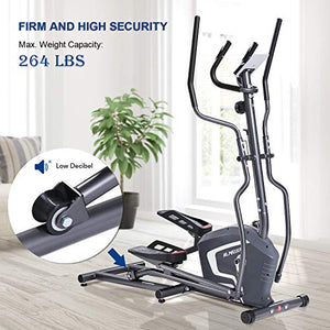 MaxKare Elliptical Machine Trainer Magnetic Elliptical Exercise Machine Front Flywheel Driven for Home use with 8-Level Resistance LCD Monitor Pulse Smooth Quiet