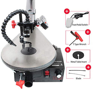 BUCKTOOL 16-inch Variable Speed Scroll Saw Pin or Pinless Blade with Pedal Switch Cast Iron Work Table