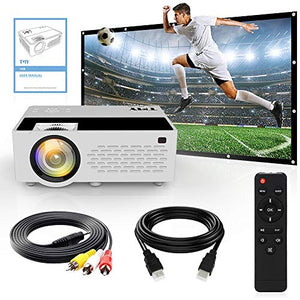 TMY Projector with 100 Inch Projector Screen, 1080P Full HD Supported Video Projector 4500 Lumen, Mini Movie Projector Compatible with TV Stick HDMI VGA USB TF AV, for Home Cinema & Outdoor Movie.