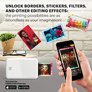 Zink Kodak Step Printer | Wireless Mobile Photo Printer Zero Ink Technology & Kodak App for iOS & Android (White) Gift Bundle