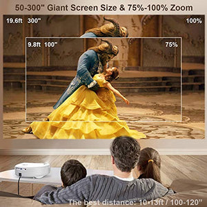 Bluetooth Projector Native 1080P 7200Lux Full HD, WiMiUS Upgrade S4 Home & Outdoor Projector Support 4K & Zoom, 300" Led Video Projector Compatible with Fire TV Stick, PS4, Laptop, iPhone, DVD
