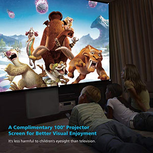 Mini Video Projector, VILINICE 5500L Outdoor Movie Projector with 100Inch Projector Screen ,1080P and 200" Supported Video Projector, Compatible with TV Stick, HDMI, AV, VGA, PS4, Smartphone