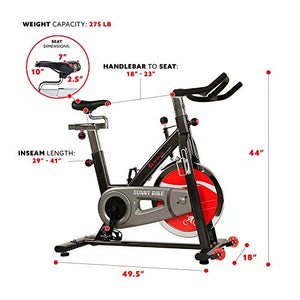 Sunny Health & Fitness Exercise Cycling Bike with Heavy 49 LB Chrome Flywheel - SF-B1002/C