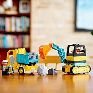 LEGO DUPLO Construction Truck & Tracked Excavator 10931 Building Site Toy for Kids Aged 2 and Up; Digger Toy and Tipper Truck Building Set for Toddlers, New 2020 (20 Pieces)