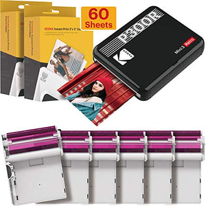 Kodak Mini 3 Square Retro Portable Printer - Social Media Photo Instant Printer – Premium App Compatible with iOS & Android – Wireless Connection – 3 x 3-inch Real Photo - 4PASS Technology