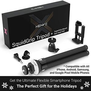 Xenvo SquidGrip Flexible Cellphone Tripod for Phone and Camera - Portable Octopus Tripod Compatible with All Smartphones - iPhones, GoPro, Android, Samsung, Google Pixel & More (Selfie Stick Tripod)