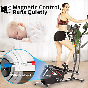 ANCHEER Elliptical Cross Trainer Machine for Home Use, Magnetic & Quiet, Compact Eliptical Exercise Machine for Indoor Fitness & Workout with Adjustable Resistance