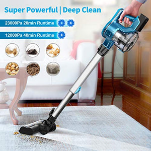 Cordless Vacuum Cleaner,23Kpa 250W Brushless Motor Stick Vacume, up to 40 Mins Runtime 2500mAh Rechargeable Battery,5-in-1 Lightweight Handheld for Carpet Hard Floor Car Pet Hair, INSE S6