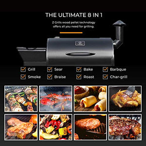 Z GRILLS ZPG-7002B 2020 Upgrade Wood Pellet Grill & Smoker, 8 in 1 BBQ Grill Auto Temperature Controls, inch Cooking Area, 700 sq in Black