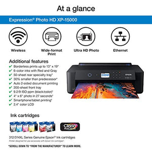 Expression Photo HD XP-15000 Wireless Color Wide-Format Printer, Amazon Dash Replenishment Enabled