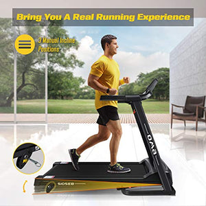 OMA Home Treadmills, Max 2.25 HP Folding Incline Treadmills for Running and Walking Exercise with LED Display of Tracking Heart Rate, Calories - Black