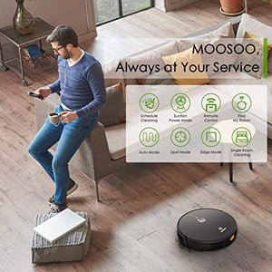 MOOSOO RT30 Robot Vacuum Cleaner - Wi-Fi Connected, 2000Pa Suction,6 Cleaning Modes,Quiet, Super-Thin, Self-Charging Robotic Vacuum Cleaner,Works with Alexa, Ideal for Pet Hair, Carpets, Hard Floors