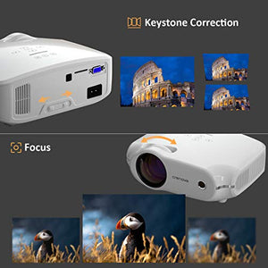 Crenova Mini Projector,1080P Supported Outdoor Movie Projector, 4500 Lux Portable Phone Projector for Home Theater with Max 200" Projection Size, Compatible with iPhone, Android, TV Stick, HDMI,USB
