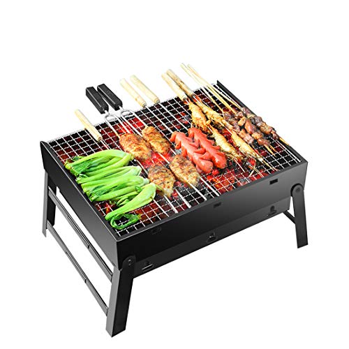 Portable Barbecue Charcoal Grill Stainless Foldable BBQ Grills Medium Size for Outdoor/Garden Cooking Camping Hiking Picnic Easy to Carry 16.92