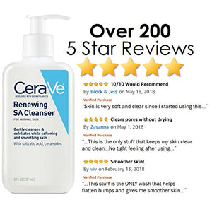 CeraVe Salicylic Acid Cleanser | 8 Ounce | Renewing Exfoliating Face Wash with Vitamin D for Normal Skin | Fragrance Free