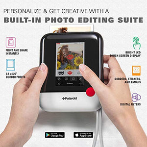 Zink Polaroid WiFi Wireless 3x4 Portable Mobile Photo Printer (White) with LCD Touch Screen, Compatible w/ iOS & Android