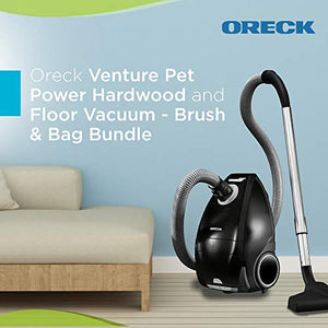 Oreck Venture Pet Power Hardwood & Floor Bagged Canister Vacuum Cleaner - Lightweight Carpet Dust & Dog Hair Remover w/ HEPA Filter For Floors & Cars