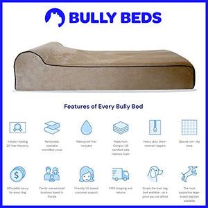Bully Beds | Orthopedic Pillow Dog Bed w/Removable Cover, Chocolate, Large