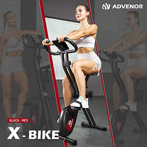 ADVENOR Exercise Bike Magnetic Bike Folding Fitness Bike Cycle Workout Home Gym With LCD Monitor Durable Upright Extra-Large Seat Cushion