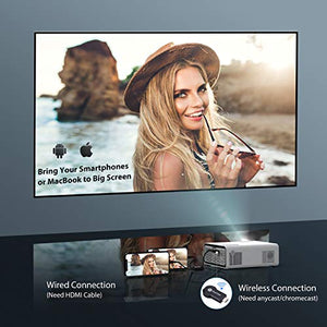 Projector, YABER V3 Mini Bluetooth Projector 5500 Lux Full HD 1080P and Zoom Supported, Portable LCD LED Home & Outdoor Projector for iOS/Android/TV Stick/PS4/PC/Bluetooth Speaker (White)
