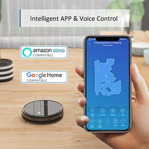 Tesvor Robot Vacuum Cleaner - 4000Pa Strong Suction Robot Vacuum, Alexa Voice and APP Control, Self-Charging Robotic Vacuum Cleaner with 5200mAh Battery, for Low-Pile Carpets, Hard Floors and Pet Hair