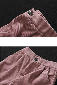 Cropped Corduroy Pants with Pockets in Color Coffee