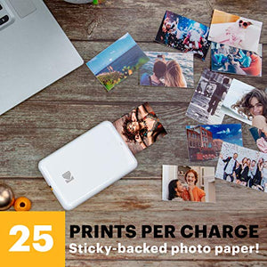 Zink Kodak Step Printer | Wireless Mobile Photo Printer Zero Ink Technology & Kodak App for iOS & Android | Prints 2”x3” Sticky-Back Photos from Any Bluetooth or NFC Smart Device | White