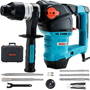 ENEACRO 1-1/4 Inch SDS-Plus 12.5 Amp Heavy Duty Rotary Hammer Drill, Safety Clutch 3 Functions with Vibration Control Including Grease, Chisels and Drill Bits with Case