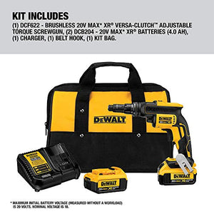 DEWALT DCF622M2 20V MAX XR Versa-ClutchTM Adjustable Torque Screw Gun