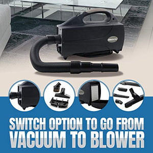 Oreck Compact Canister Vacuum-Handheld Cannister Cleaner & Blower w/HEPA Filter Bag for Dusting Dirt & Dog Hair for Hardwood, Wooden & Tile Floors, BB1200DB, Black