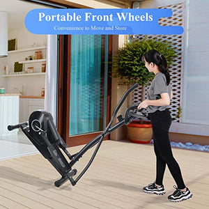 MaxKare Elliptical Machine Trainer Elliptical Exercise Machine for Home Use Portable Elliptical with 5KG Flywheel Magnetic Resistance Heavy Duty Extra-Large Pedal & LCD Monitor Quiet Smooth