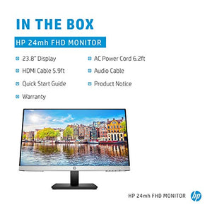 HP 24mh FHD Monitor - Computer Monitor with 23.8-inch IPS Display (1080p) - Built-in Speakers and VESA Mounting - Height/Tilt Adjustment for Ergonomic Viewing - HDMI and DisplayPort - (1D0J9AA#ABA)