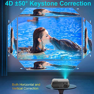 WiMiUS Newest P20 Native 1080P Projector 7200 Lux Video Projector Support 4K, ±50° Keystone Correction, Zoom Function, Compatible with PC Laptop Chromecast USB Stick Fire TV Stick Smartphones